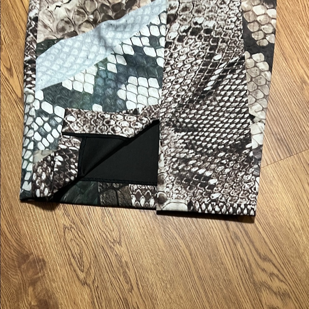 Yigal Azrouel Green and Brown Patchwork Pencil Skirt - Picture 3 of 4